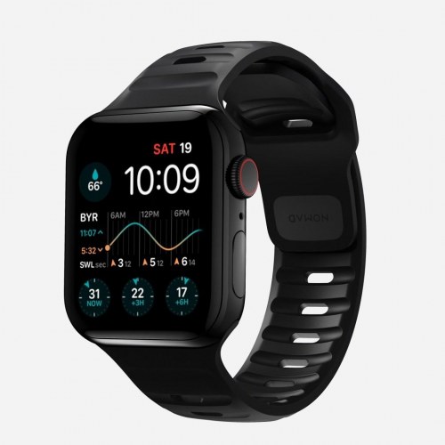 Nomad Sport rem til Apple Watch - Sort, gummi med aluminiums-spænde