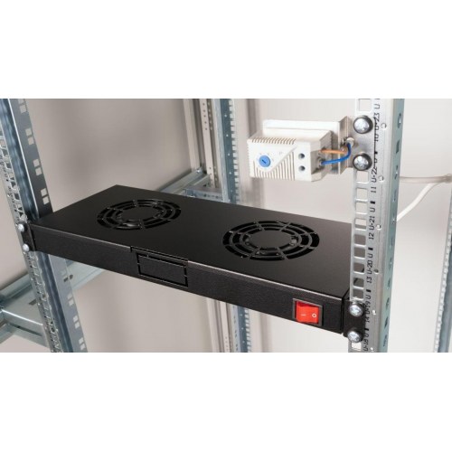 EQUIP kølemodul til 19" rack, 1U - 2 blæsere, sort RAL 9005