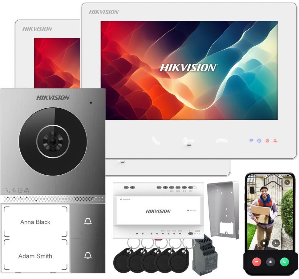 Hikvision DS-KIS705EY videodørtelefon-sæt med 2 monitorer