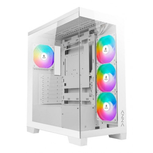 Azza Cove midi-tower kabinet - hvid med glas og RGB