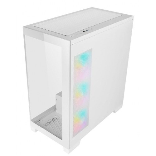 Azza Cove midi-tower kabinet - hvid med glas og RGB