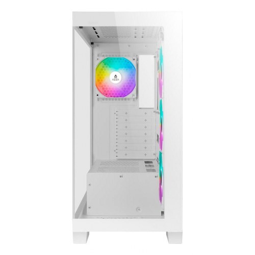 Azza Cove midi-tower kabinet - hvid med glas og RGB