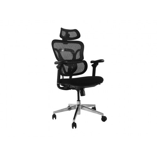 EQUIP ergonomisk kontorstol med hovedstøtte og 3D armlæn - sort