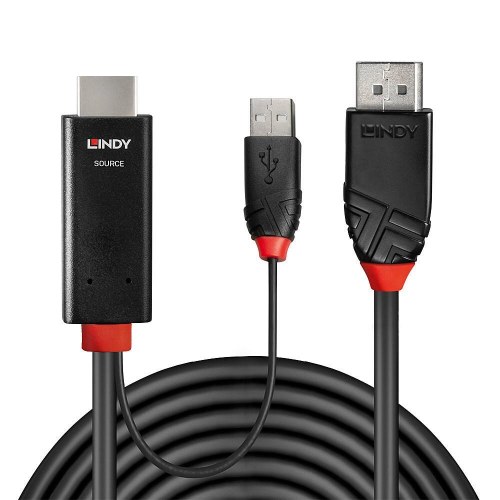 LINDY HDMI til DisplayPort kabel 1 m - aktiv 4K 60 Hz
