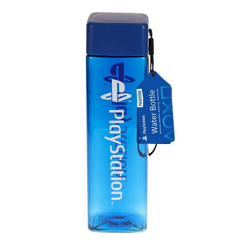 Paladone PlayStation drikkeflaske 500 ml - blå, firkantet med håndledsrem