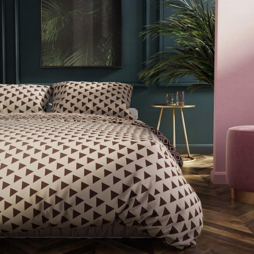 DecoKing Hypnosis sengetøj 155x220 cm - beige med geometrisk print