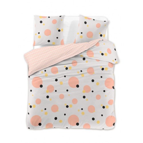 DecoKing Ducato sengetøj 200x220 + 2x 70x90 - koral, mako-satin, moderne print