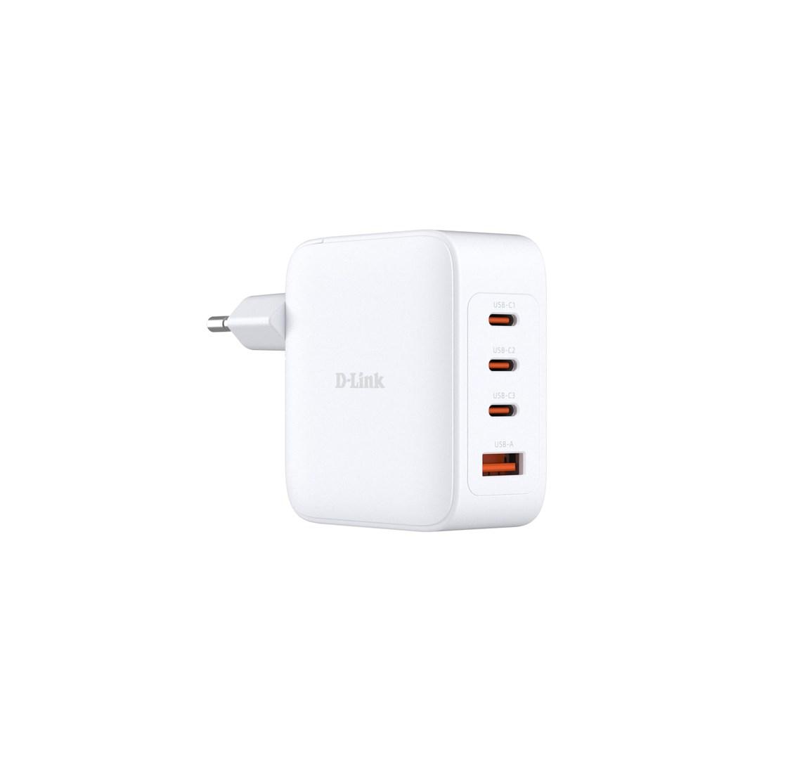 D-Link DCP‑101/E 100 W GaN oplader - 3× USB‑C + 1× USB‑A