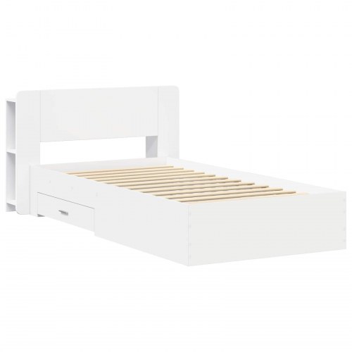 Sengestel med opbevaring Hvid 80 x 200 cm Konstrueret træ