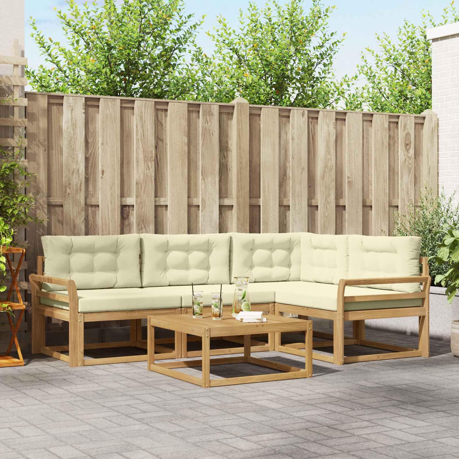 Udendørs sofagruppe 5 stk Hvid og cremefarvet 79 x 79 x 37 cm