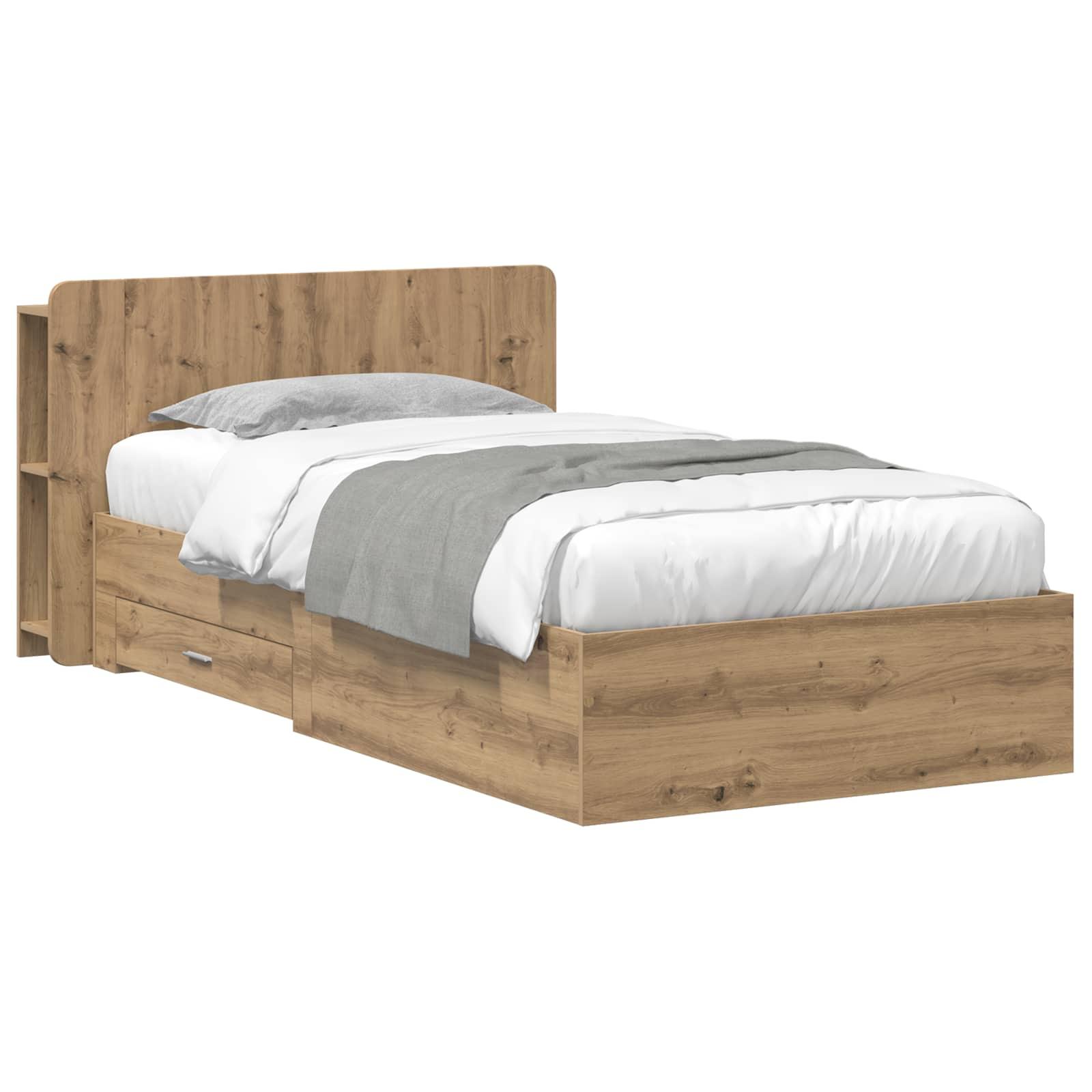 Sengestel med opbevaring Artisan-eg 80 x 200 cm Konstrueret træ