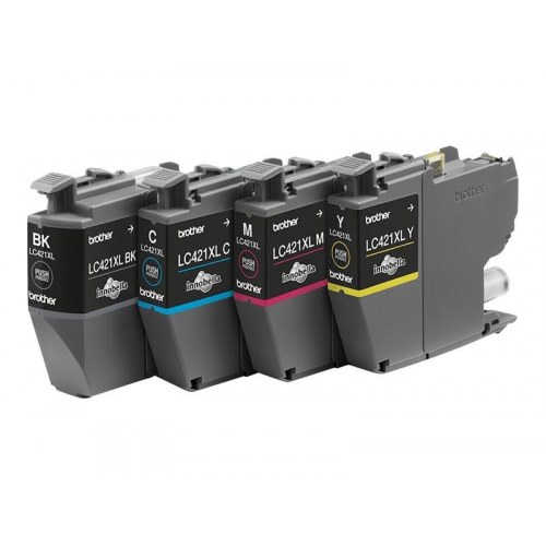 Brother LC421XL 4-pak blækpatroner - sort, cyan, magenta, gul (XL) - op til 500 sider