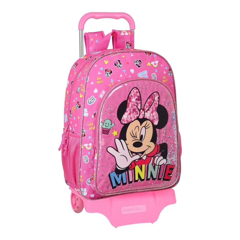 Minnie Mouse skolerygsæk med hjul - Lucky Pink 33 × 42 × 14 cm