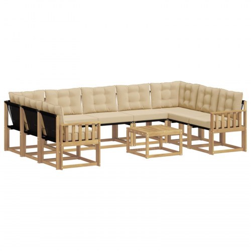 Udendørs sofagruppe med pude 10 stk Hvid og Beige