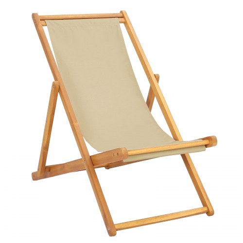 Strandstol Beige Massiv Teaktræ