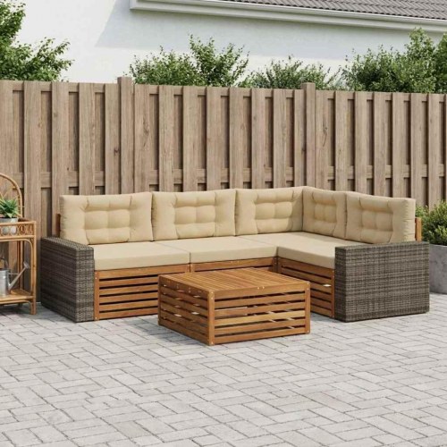 Udendørs sofagruppe 5 stk Naturlig og Beige 79 x 79 x 37 cm