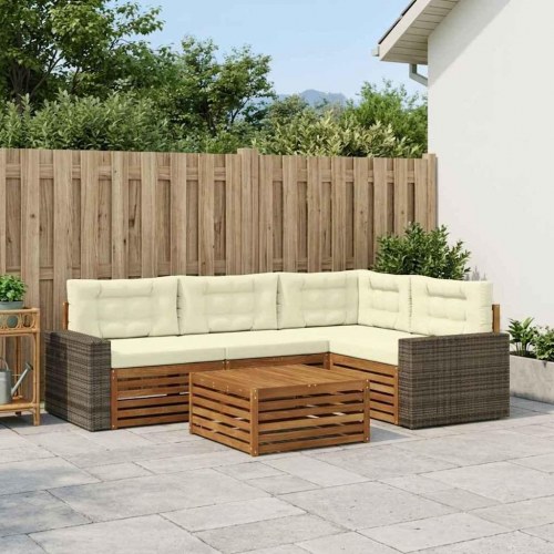 Udendørs sofagruppe 5 stk Naturlig og Fløde 79 x 79 x 37 cm