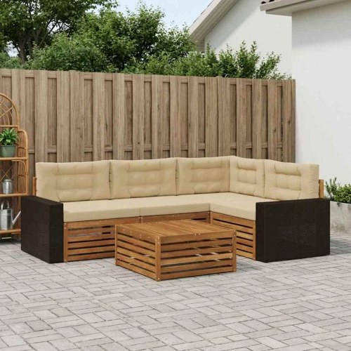 Udendørs sofagruppe 5 stk Naturlig og Beige 79 x 79 x 37 cm