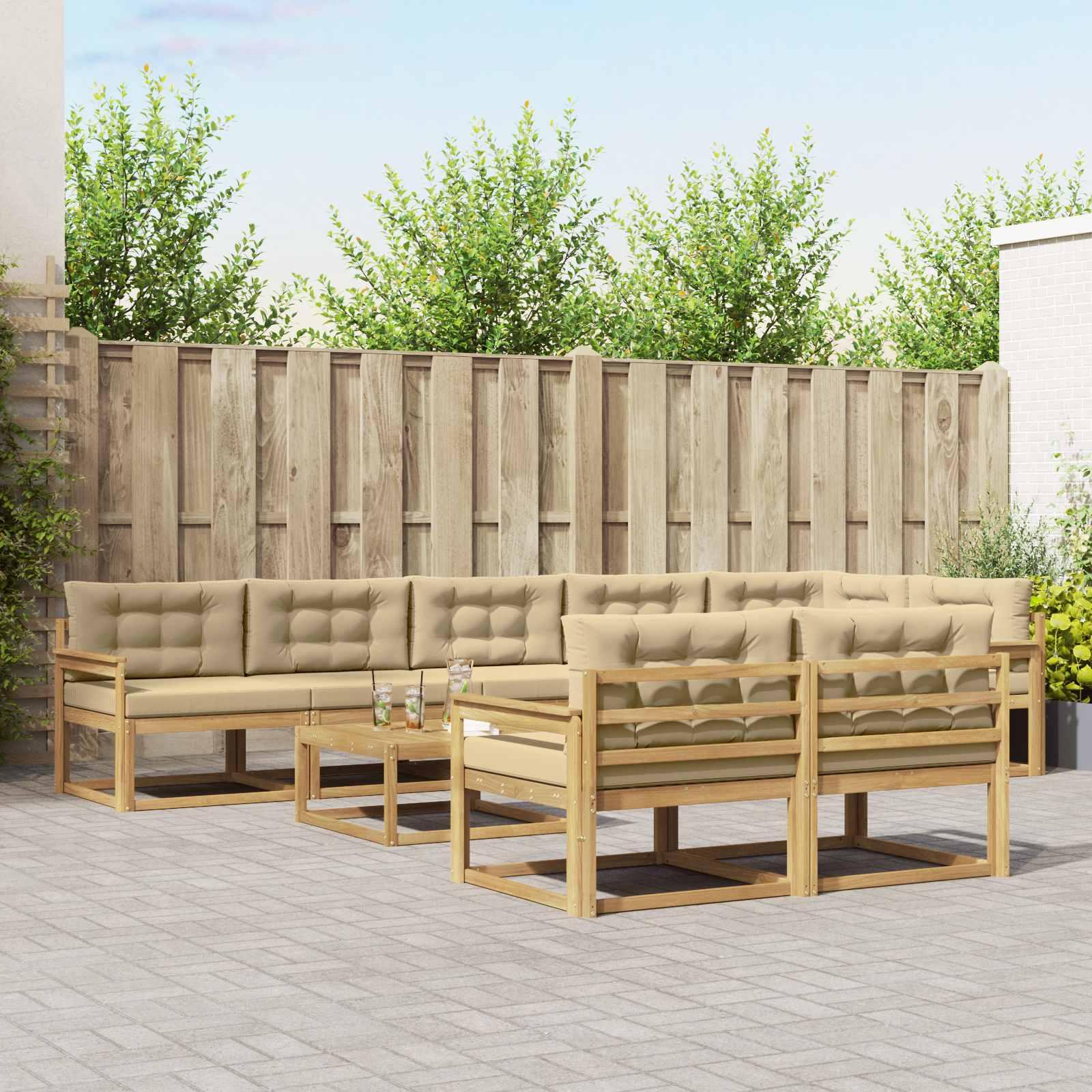 Udendørs sofagruppe 9 stk Hvid og Beige 79 x 79 x 37 cm