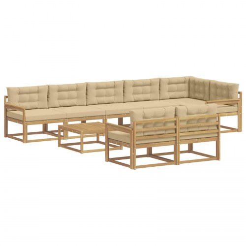 Udendørs sofagruppe 9 stk Hvid og Beige 79 x 79 x 37 cm