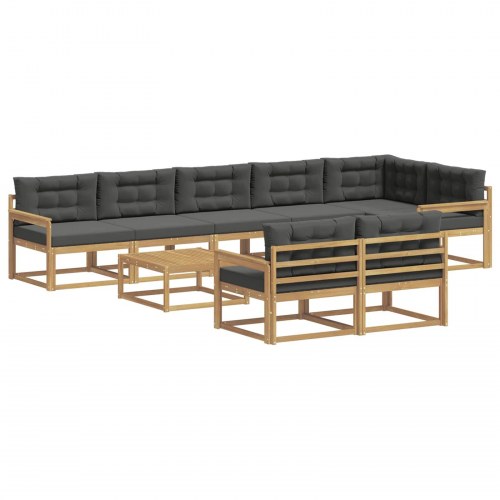Udendørs sofagruppe 9 stk Hvid og antracit 79 x 79 x 37 cm