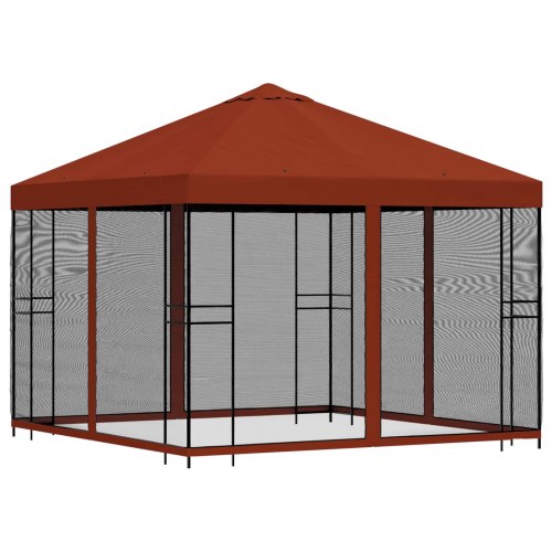 Havelæger med sidevægge 3 x 3 m Terrakotta Polyester og Stål