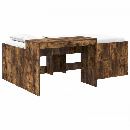 Børneseng med skrivebord Røget eg 75 x 190 cm Konstrueret træ