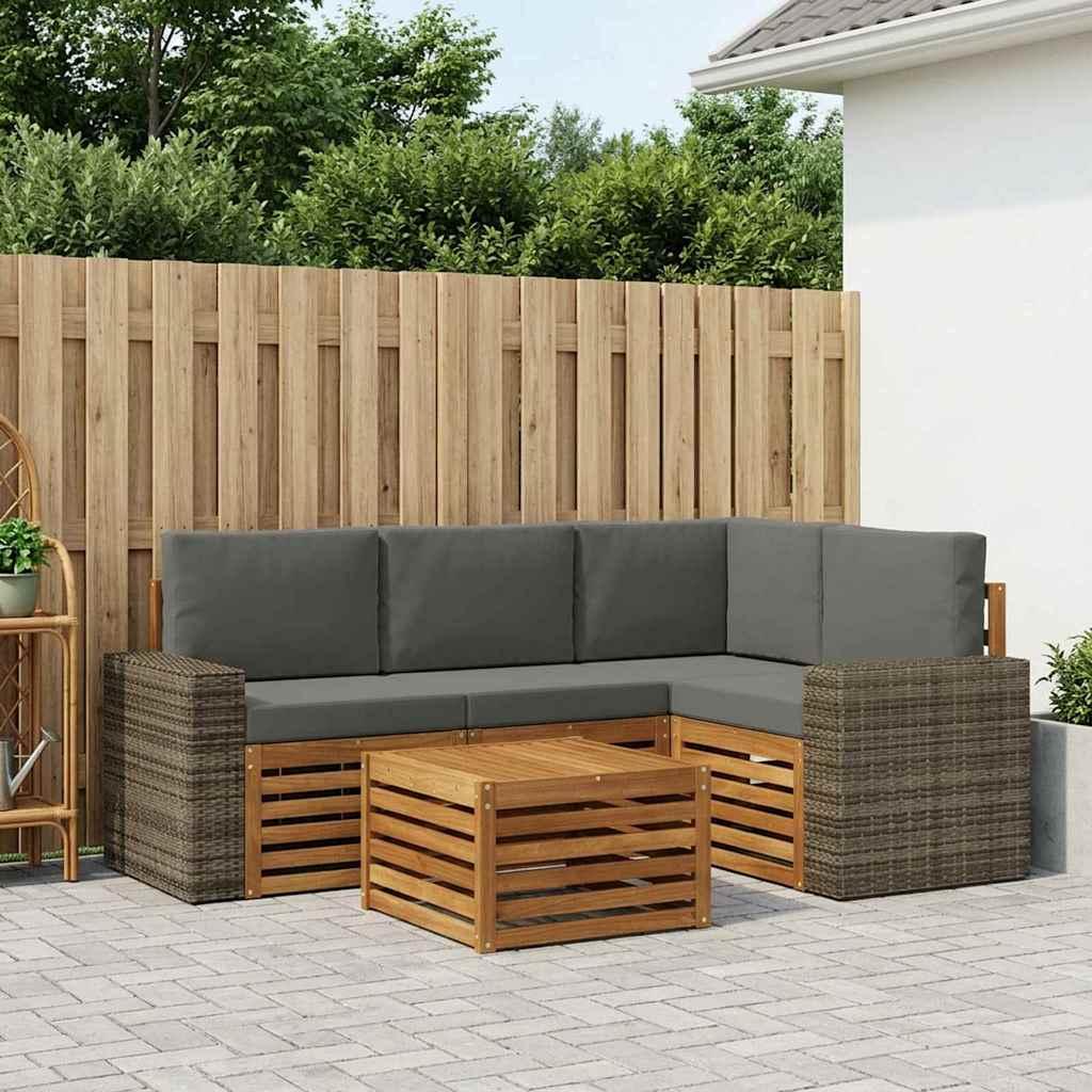 Udendørs sofagruppe 5 stk Naturlig og Antracit 59 x 59 x 37 cm