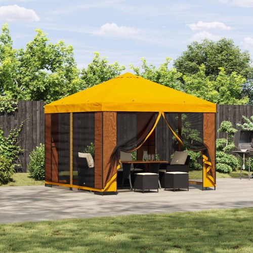 Pavillon 3 x 3 m Gul Polyester og Stål 190 gsm