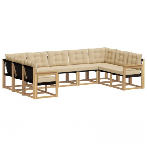Udendørs sofagruppe med pude 9 stk Hvid og Beige