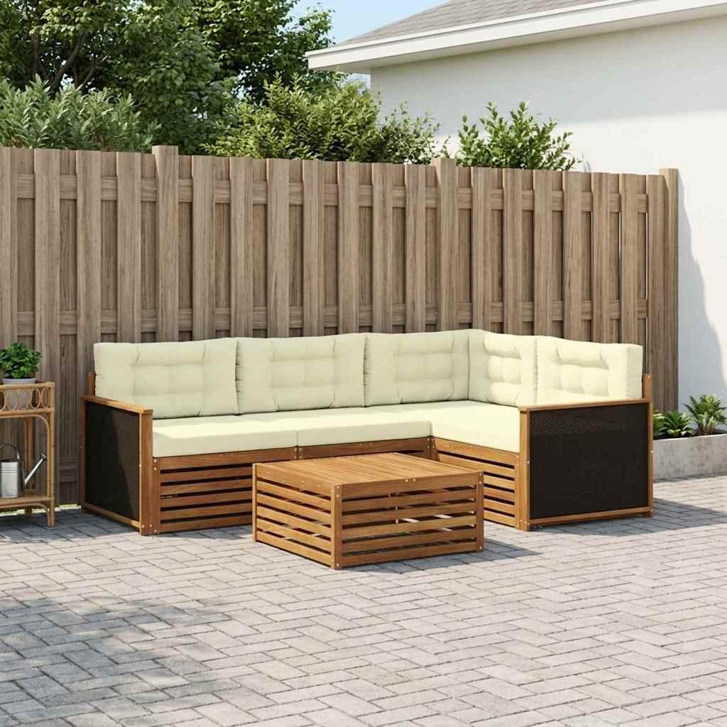 Udendørs sofagruppe 5 stk Naturlig og Fløde 79 x 79 x 37 cm