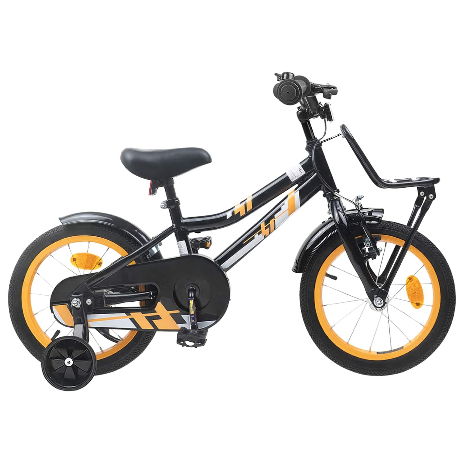 Børnecykel 14 tommer anbefalet til 3-5 år gammel Orange og Sort