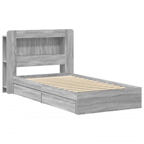 Sengestel med opbevaring Grå Sonoma 75 x 190 cm Konstrueret træ