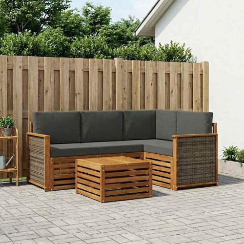 Udendørs sofagruppe 5 stk Naturlig og Antracit 59 x 59 x 37 cm