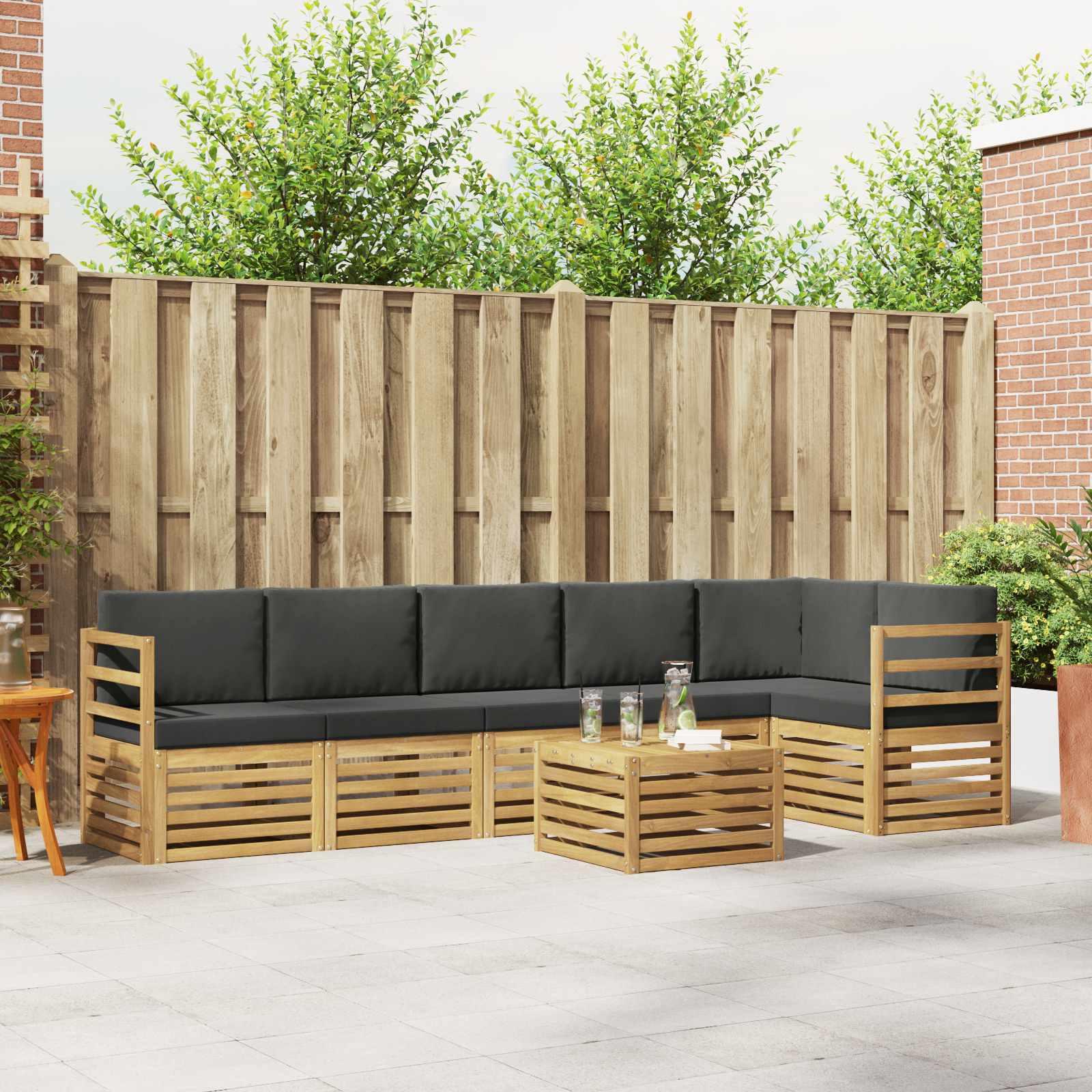 Udendørs sofagruppe 7 stk Hvid og antracit 59 x 59 x 37 cm