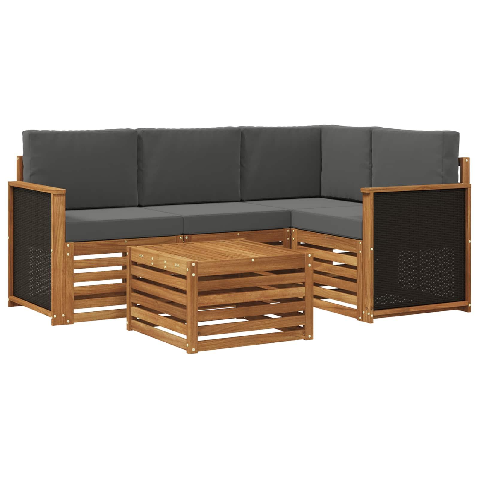 Udendørs sofagruppe 5 stk Naturlig og Antracit 59 x 59 x 37 cm