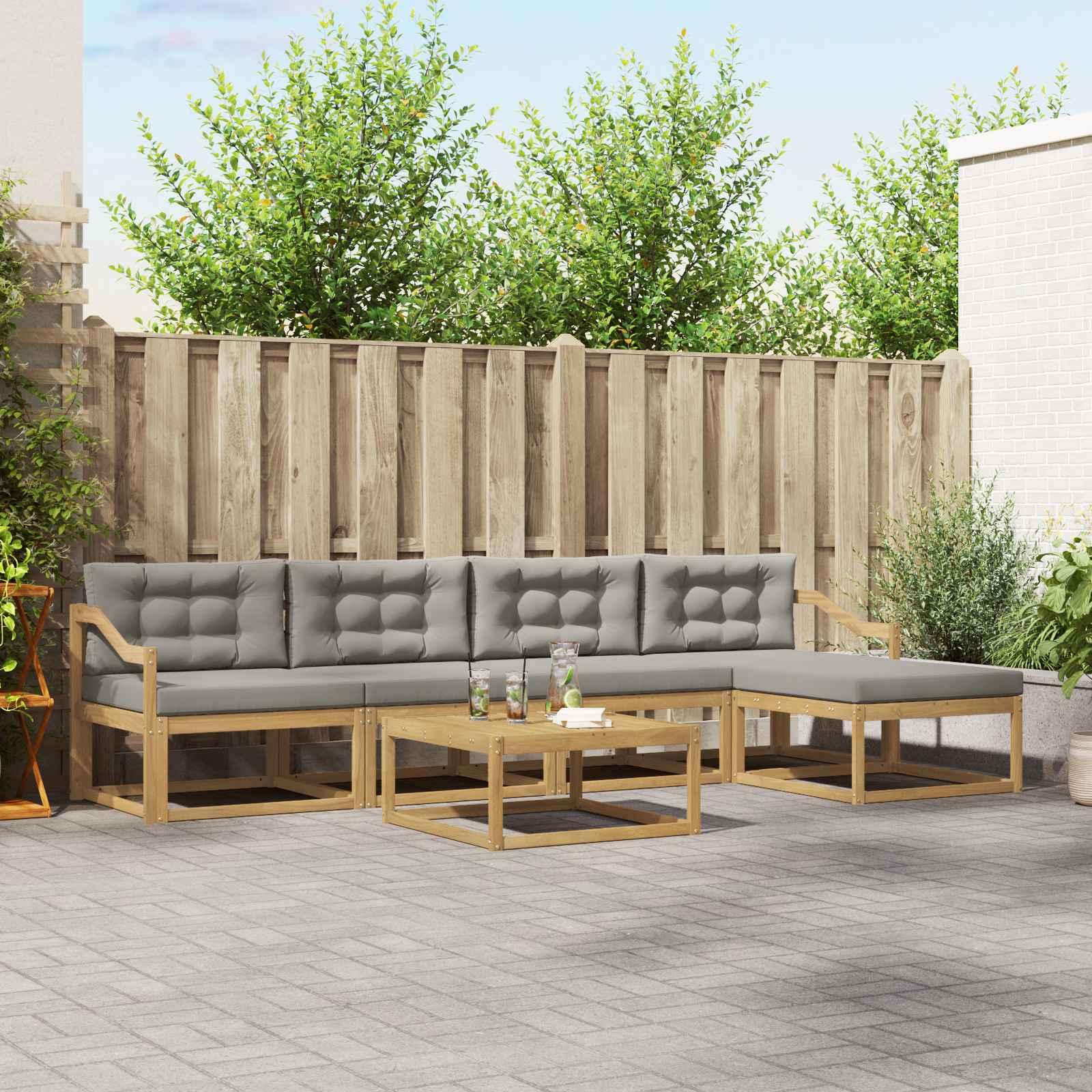 Udendørs sofagruppe 6 stk Hvid og lysegrå 79 x 79 x 37 cm