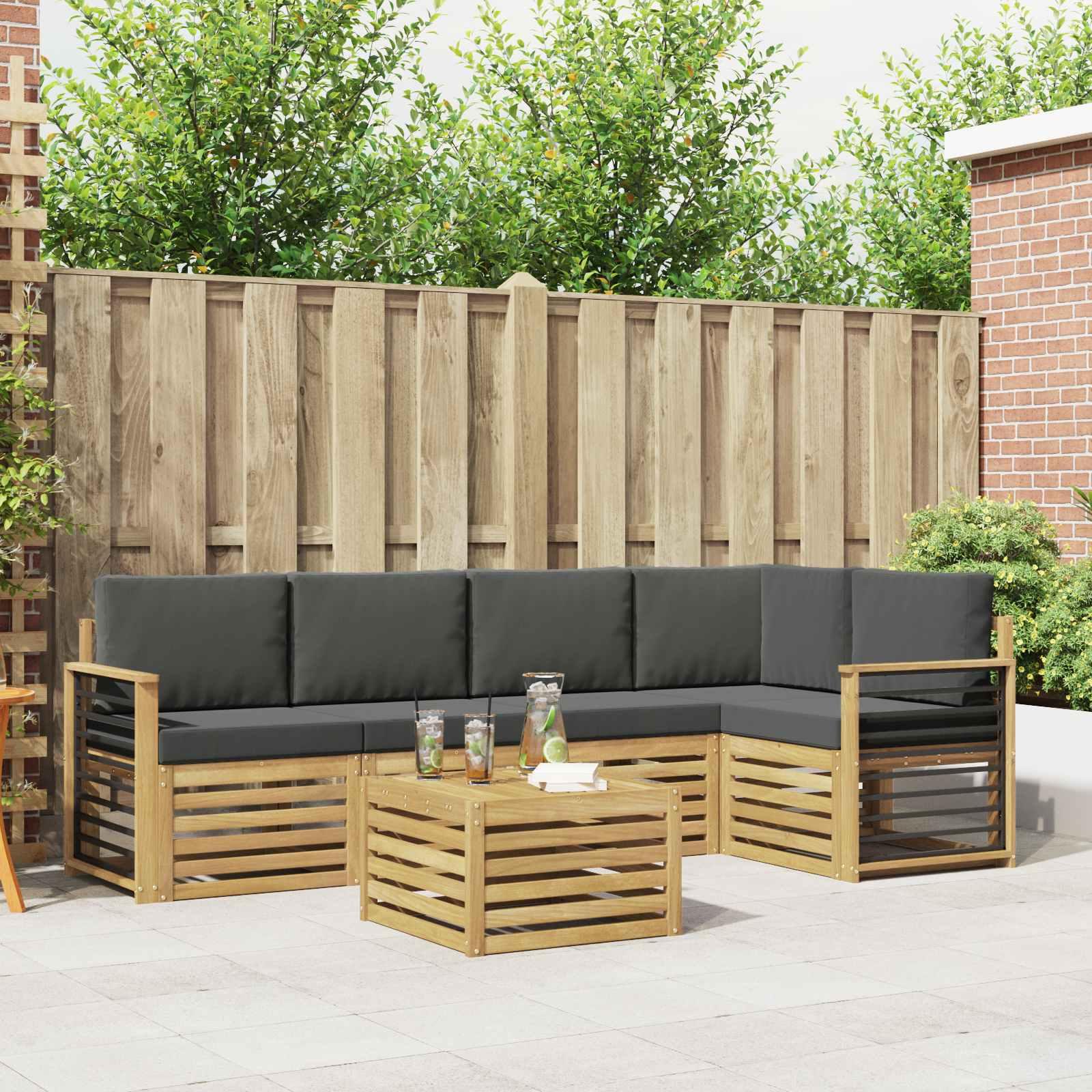 Udendørs sofagruppe 6 stk Hvid og antracit 59 x 59 x 37 cm