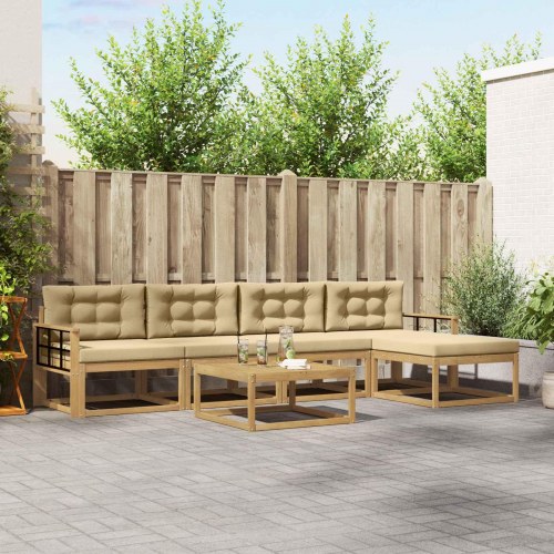Udendørs sofagruppe 6 stk Hvid og Beige 79 x 79 x 37 cm
