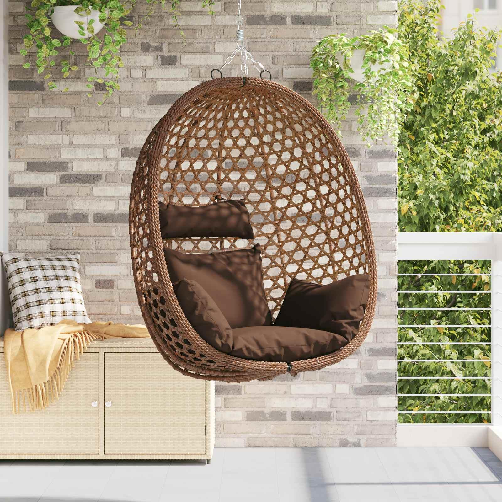 Hængestol uden stativ Brun 92 x 57,5 x 110 cm polyrattan