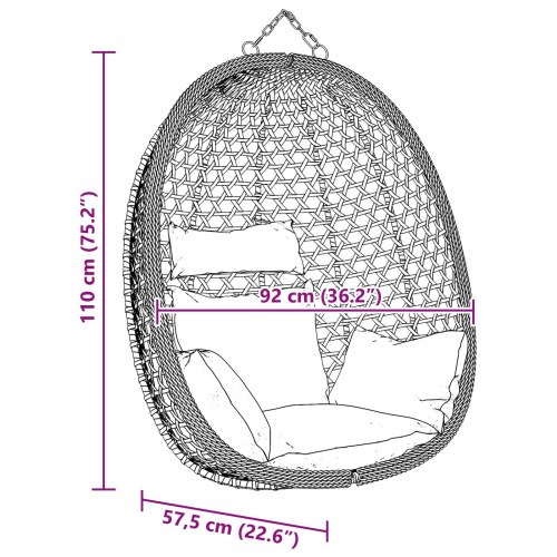 Hængestol uden stativ Brun 92 x 57,5 x 110 cm polyrattan