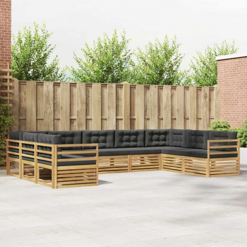 Udendørs sofagruppe 9 stk Hvid og antracit 404 x 245,5 x 73 cm