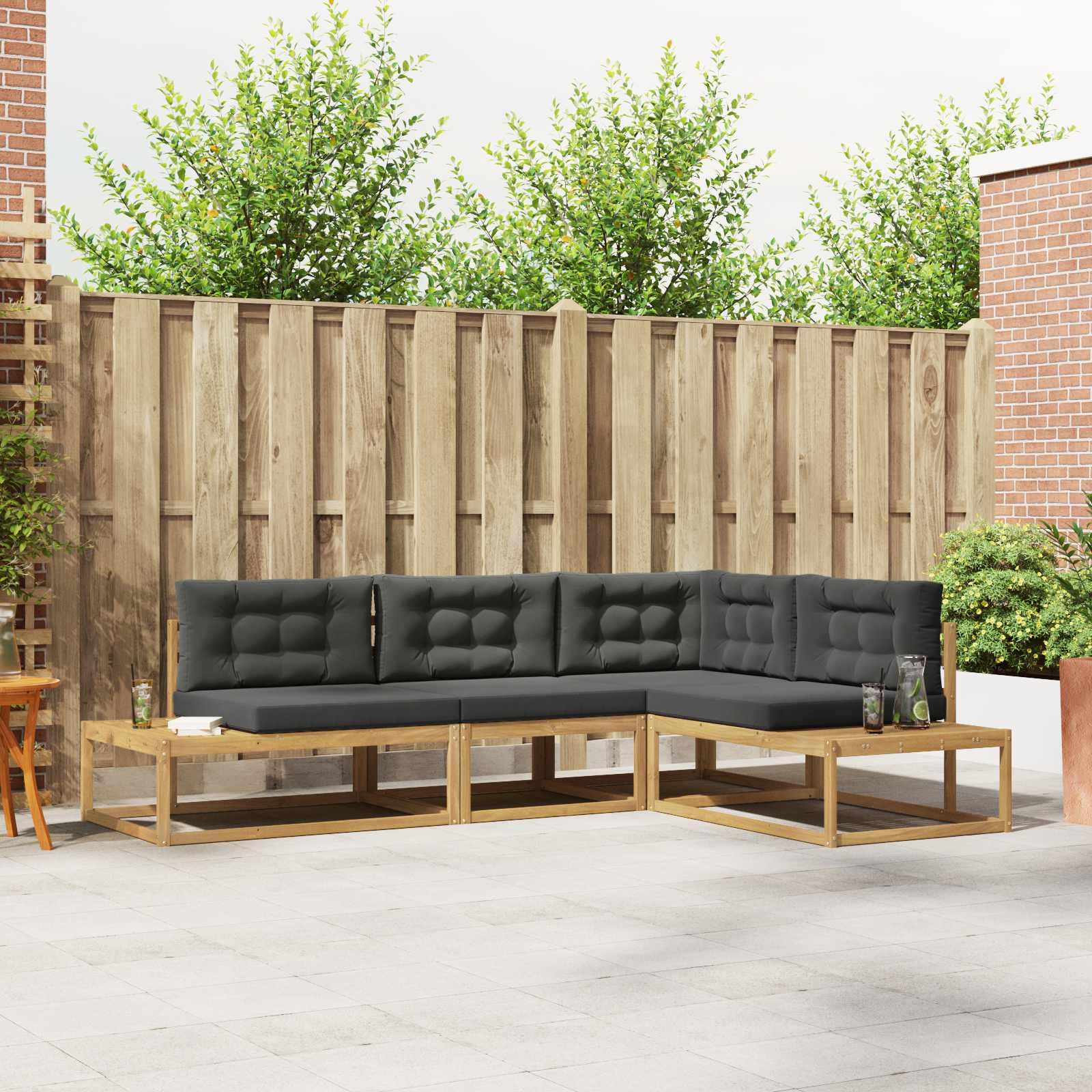 Udendørs sofagruppe Hvid 277,5 x 198,5 x 73 cm Polyester