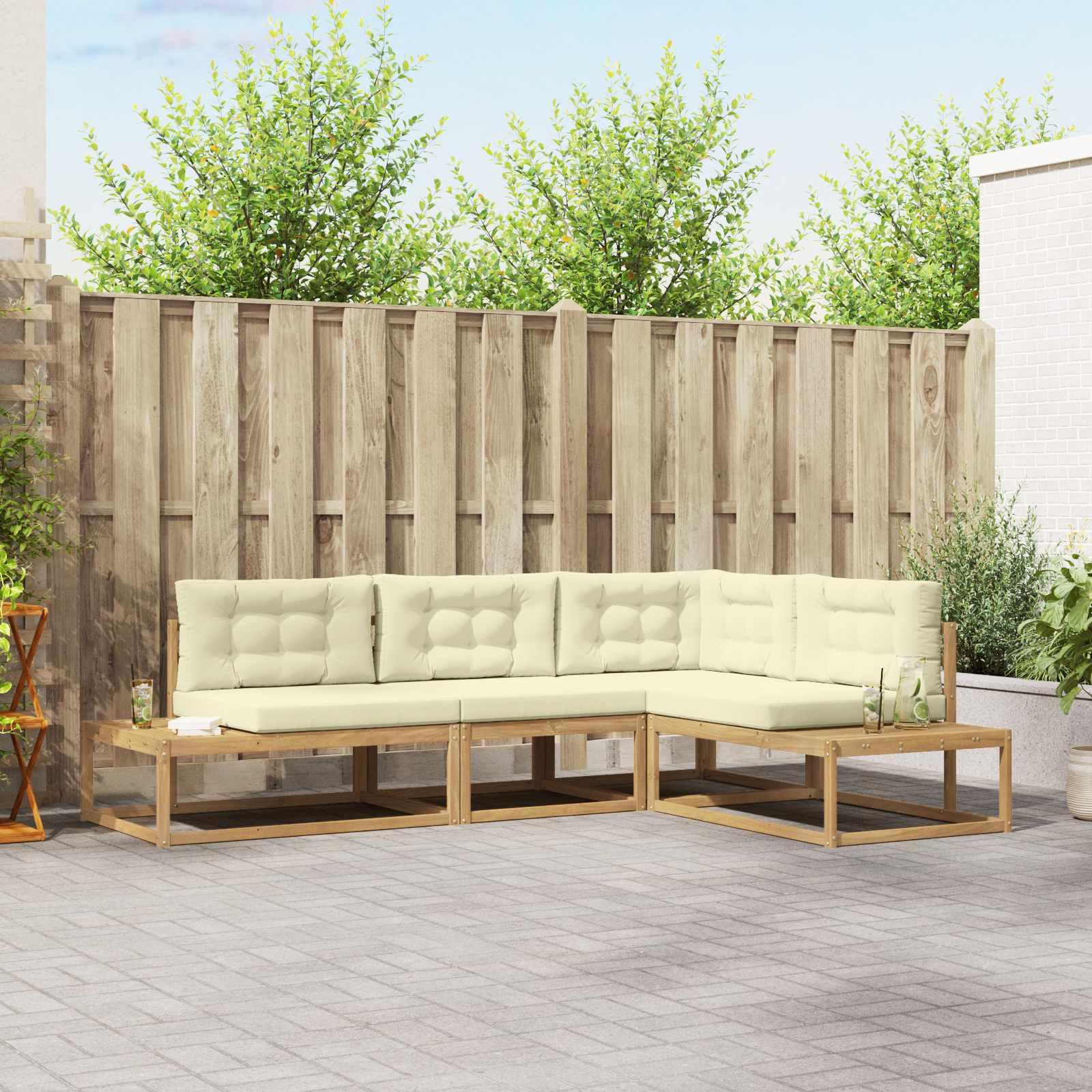 Udendørs sofagruppe Hvid 277,5 x 198,5 x 73 cm Polyester