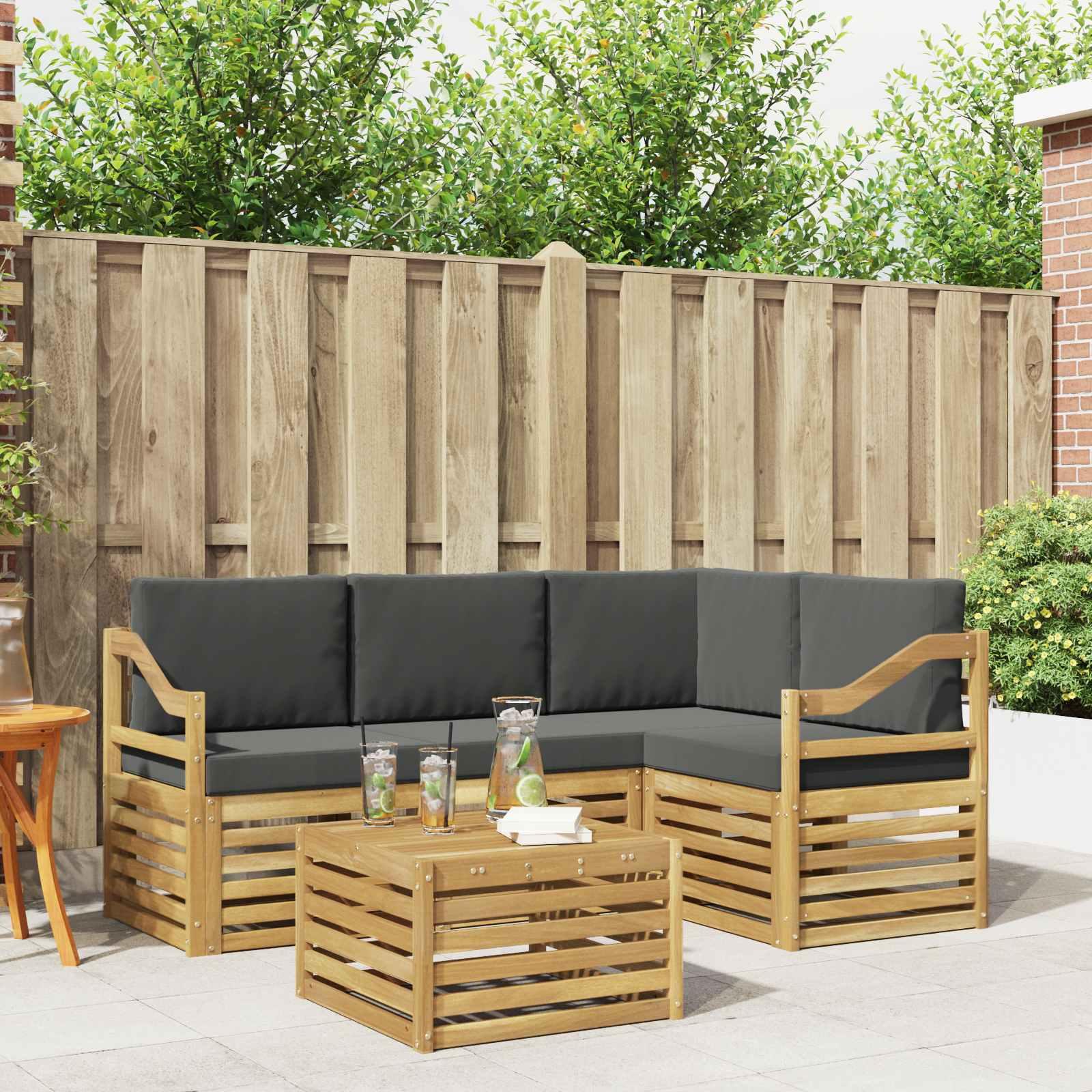 Udendørs sofagruppe 5 stk Hvid og antracit 59 x 59 x 37 cm