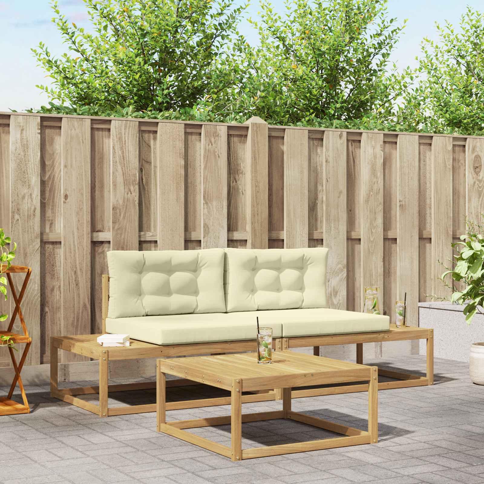 Udendørs sofagruppe med pude Hvid 79 x 79 x 37 cm Polyester