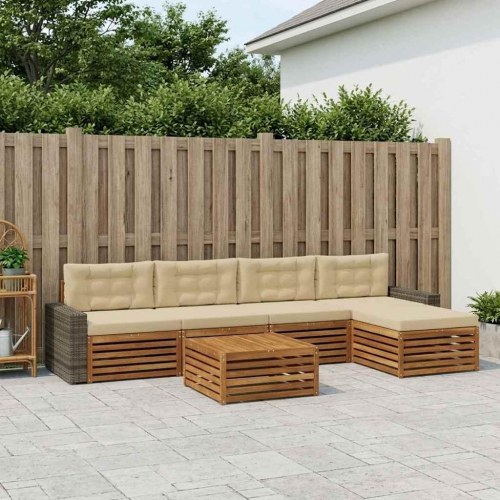 Udendørs sofagruppe 6 stk Naturlig og Beige 79 x 79 x 37 cm