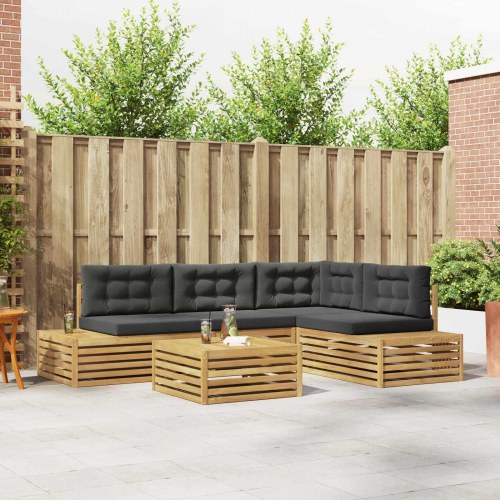 5 Stk Udendørs sofagruppe Polyester Hvid