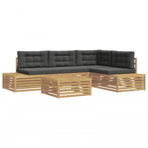5 Stk Udendørs sofagruppe Polyester Hvid