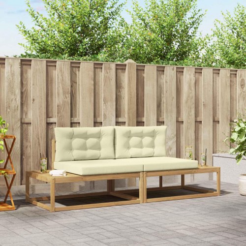 Udendørs sofagruppe med pude Hvid 230,5 x 83 x 73 cm Polyester